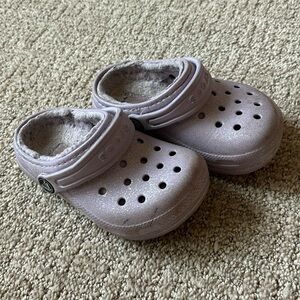 Purple Glitter Fleece-lined Toddler CROCS